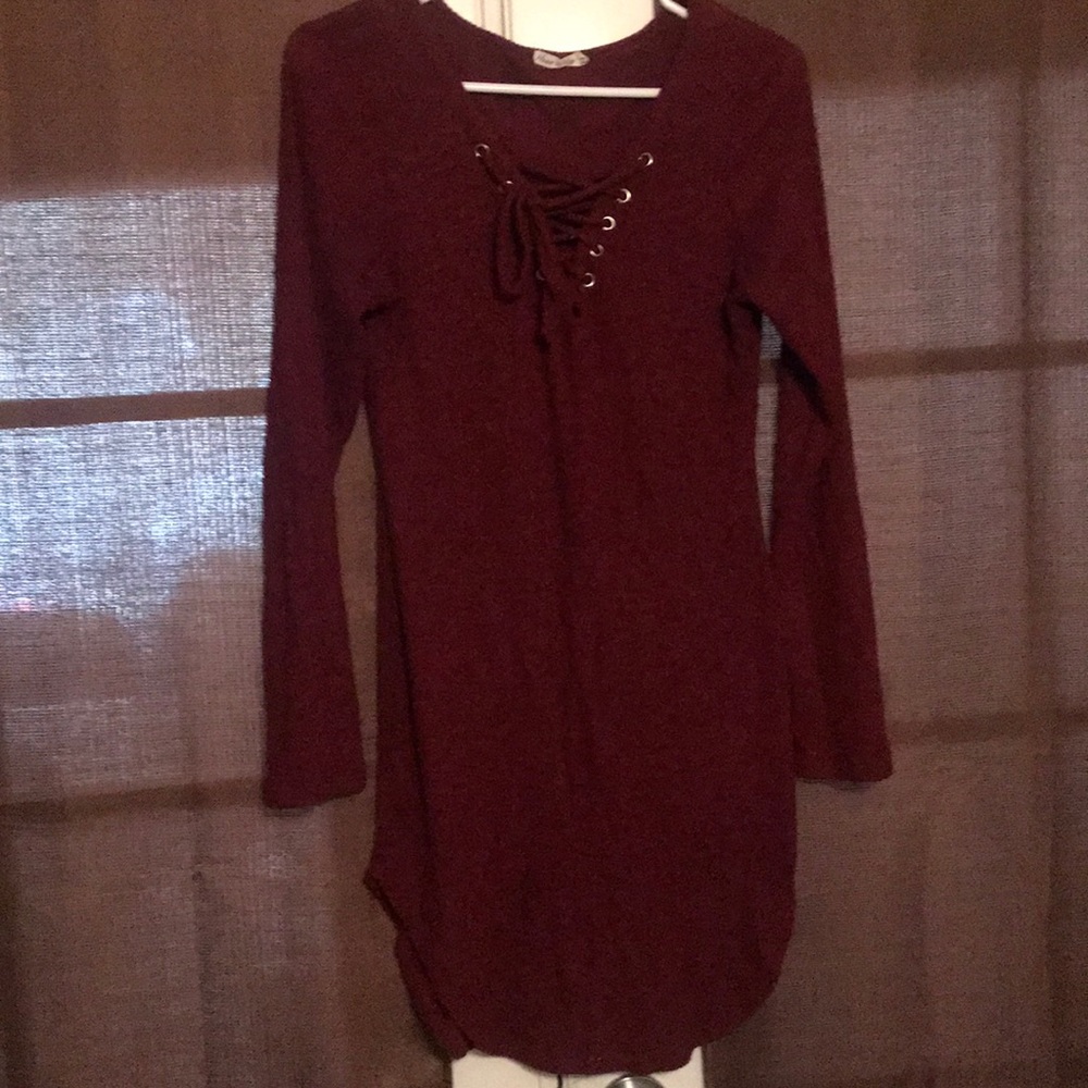 Red Wine Colored Fleece Dress